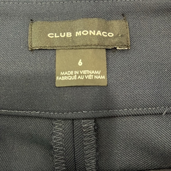 EUC Club Monaco wide leg wrap front navy blue wool blend culotte style pants - Picture 9 of 12